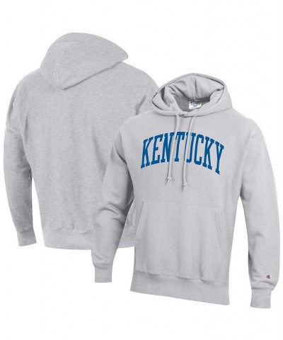 Men's Heathered Gray Kentucky Wildcats Team Arch Reverse Weave Pullover Hoodie $40.85 Sweatshirt