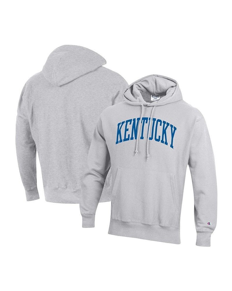 Men's Heathered Gray Kentucky Wildcats Team Arch Reverse Weave Pullover Hoodie $40.85 Sweatshirt