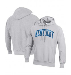 Men's Heathered Gray Kentucky Wildcats Team Arch Reverse Weave Pullover Hoodie $40.85 Sweatshirt