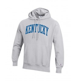 Men's Heathered Gray Kentucky Wildcats Team Arch Reverse Weave Pullover Hoodie $40.85 Sweatshirt