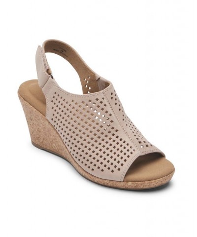 Women's Briah Perf Slingback Wedge Sandal Tan/Beige $47.60 Shoes