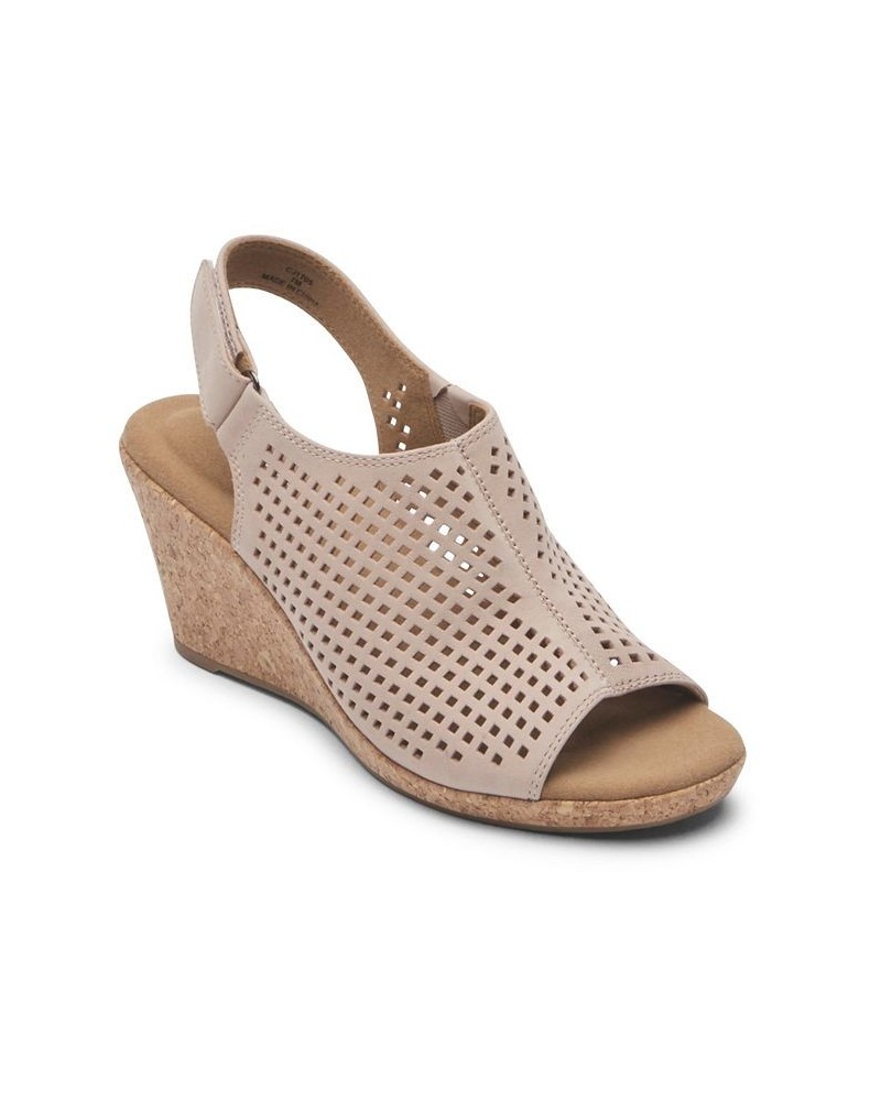 Women's Briah Perf Slingback Wedge Sandal Tan/Beige $47.60 Shoes