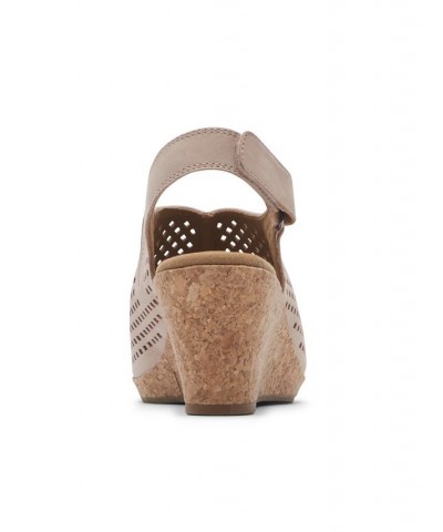 Women's Briah Perf Slingback Wedge Sandal Tan/Beige $47.60 Shoes