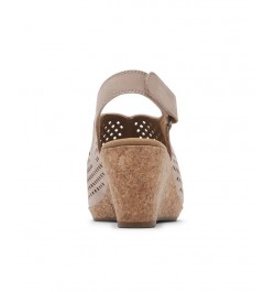 Women's Briah Perf Slingback Wedge Sandal Tan/Beige $47.60 Shoes