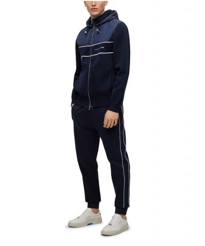 BOSS Men's Porsche Tonal-Mesh Mercerized-Cotton Blend Tracksuit Bottoms Blue $85.68 Pants