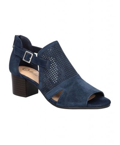 Women's Illiana Block Heeled Sandals Blue $43.24 Shoes