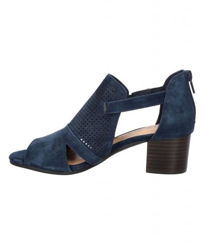 Women's Illiana Block Heeled Sandals Blue $43.24 Shoes