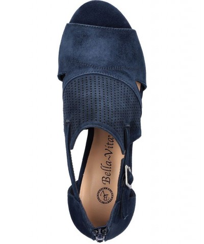 Women's Illiana Block Heeled Sandals Blue $43.24 Shoes