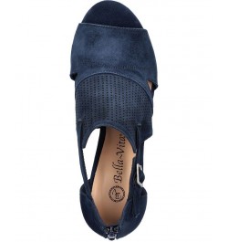 Women's Illiana Block Heeled Sandals Blue $43.24 Shoes