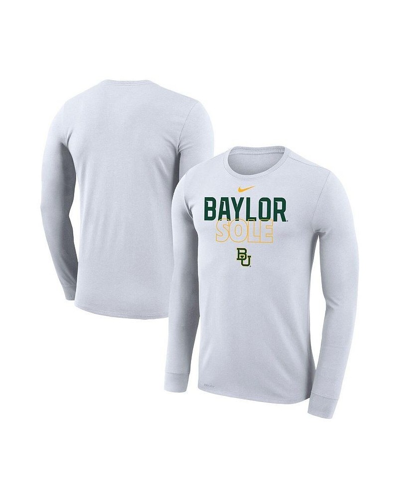 Men's White Baylor Bears On Court Bench Long Sleeve T-shirt $29.49 T-Shirts