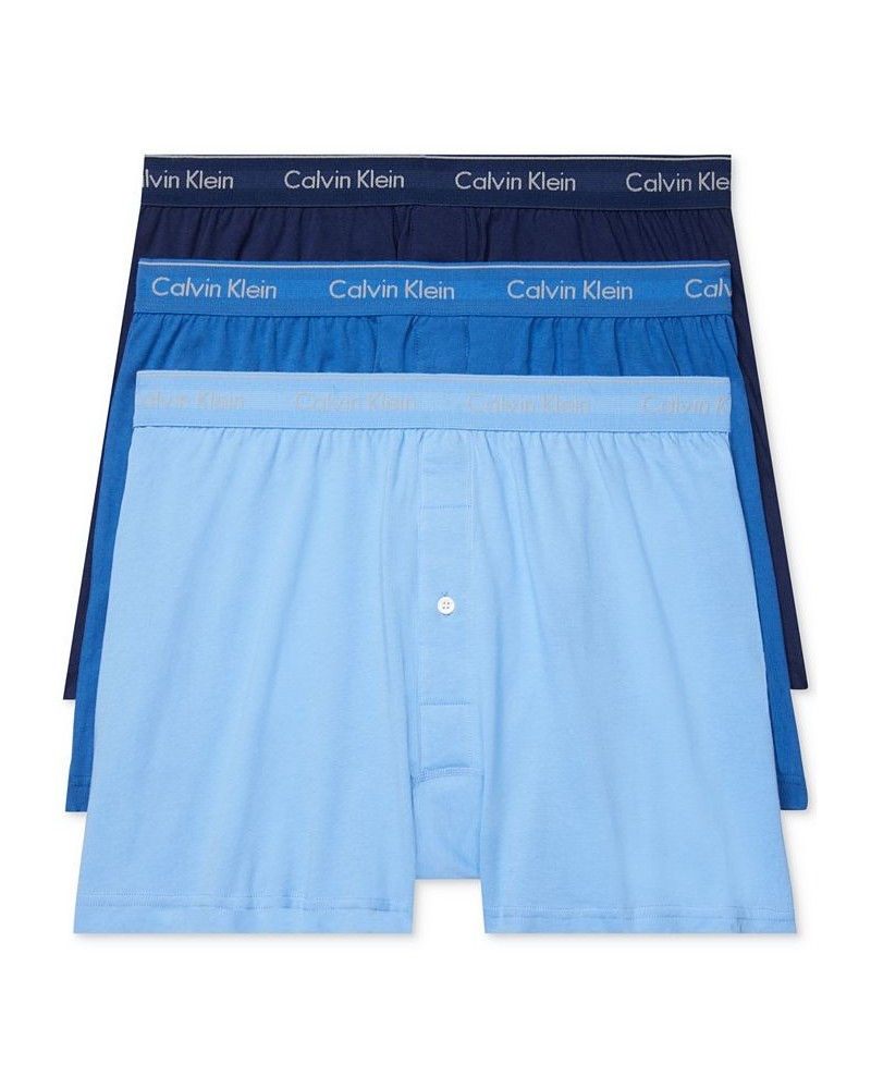 Men's 3-Pack Cotton Classics Knit Boxers Blue $14.80 Underwear