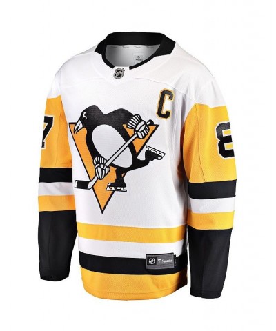 Men's Sidney Crosby White Pittsburgh Penguins Captain Away Premier Breakaway Player Jersey $72.15 Jersey