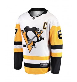 Men's Sidney Crosby White Pittsburgh Penguins Captain Away Premier Breakaway Player Jersey $72.15 Jersey