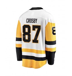 Men's Sidney Crosby White Pittsburgh Penguins Captain Away Premier Breakaway Player Jersey $72.15 Jersey