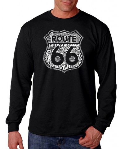 Men's Route 66 - Life is a Highway Word Art Long Sleeve T-shirt Black $19.60 T-Shirts