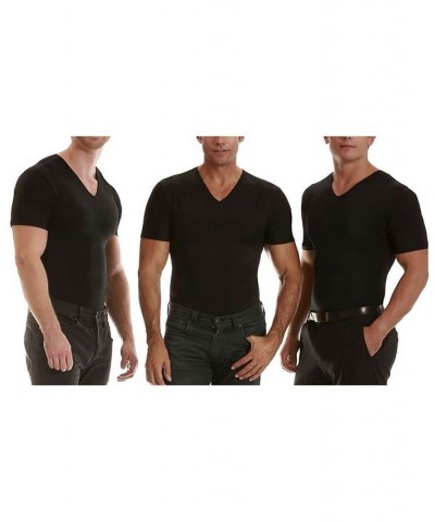 Insta Slim Men's 3 Pack Compression Short Sleeve V-Neck T-Shirts Black $77.74 Undershirt