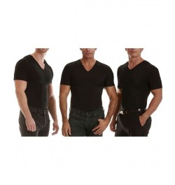 Insta Slim Men's 3 Pack Compression Short Sleeve V-Neck T-Shirts Black $77.74 Undershirt