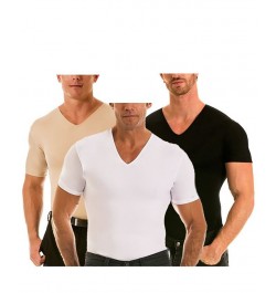 Insta Slim Men's 3 Pack Compression Short Sleeve V-Neck T-Shirts Black $77.74 Undershirt