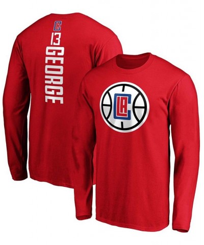 Men's Paul George Red LA Clippers Team Playmaker Name and Number Long Sleeve T-shirt $19.60 T-Shirts