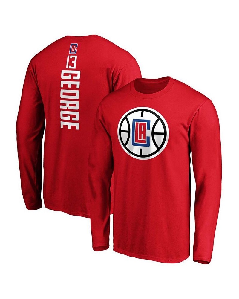 Men's Paul George Red LA Clippers Team Playmaker Name and Number Long Sleeve T-shirt $19.60 T-Shirts