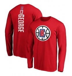 Men's Paul George Red LA Clippers Team Playmaker Name and Number Long Sleeve T-shirt $19.60 T-Shirts