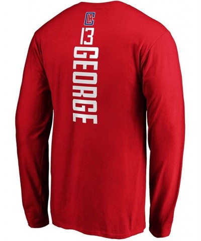 Men's Paul George Red LA Clippers Team Playmaker Name and Number Long Sleeve T-shirt $19.60 T-Shirts