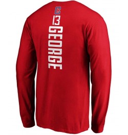 Men's Paul George Red LA Clippers Team Playmaker Name and Number Long Sleeve T-shirt $19.60 T-Shirts