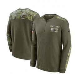 Men's Olive New Orleans Saints 2021 Salute To Service Henley Long Sleeve Thermal Top $32.34 T-Shirts