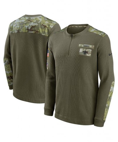 Men's Olive New Orleans Saints 2021 Salute To Service Henley Long Sleeve Thermal Top $32.34 T-Shirts