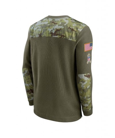 Men's Olive New Orleans Saints 2021 Salute To Service Henley Long Sleeve Thermal Top $32.34 T-Shirts