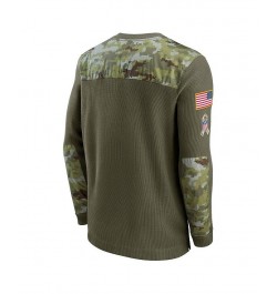 Men's Olive New Orleans Saints 2021 Salute To Service Henley Long Sleeve Thermal Top $32.34 T-Shirts