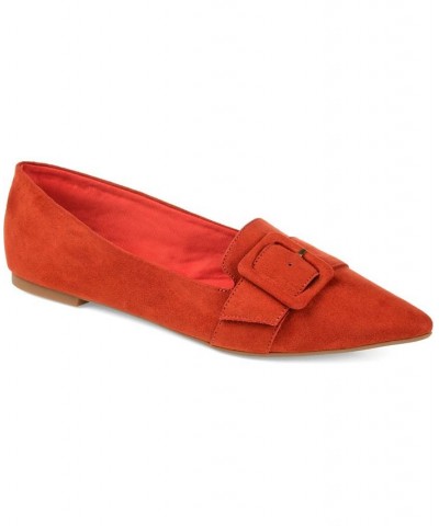 Women's Audrey Buckle Flat Red $43.99 Shoes