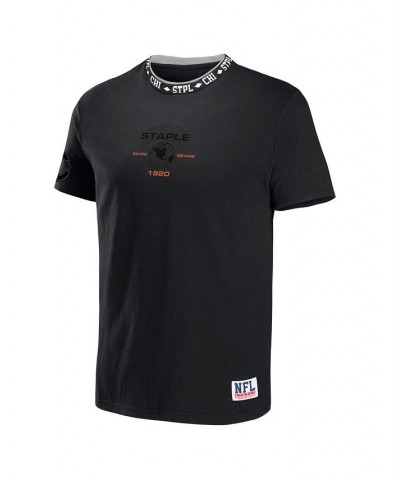 Men's NFL X Staple Black Chicago Bears Embroidered Fundementals Globe Short Sleeve T-shirt $22.79 T-Shirts