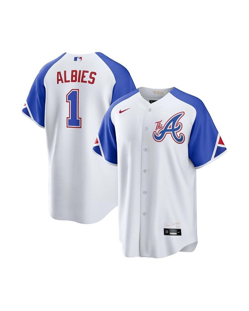 Men's Ozzie Albies White Atlanta Braves 2023 City Connect Replica Player Jersey $73.10 Jersey