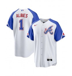 Men's Ozzie Albies White Atlanta Braves 2023 City Connect Replica Player Jersey $73.10 Jersey