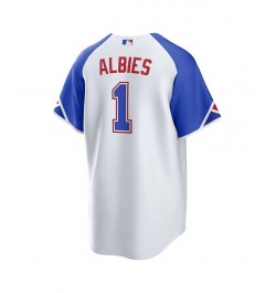 Men's Ozzie Albies White Atlanta Braves 2023 City Connect Replica Player Jersey $73.10 Jersey