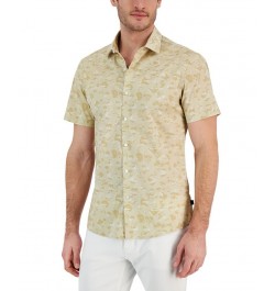 Men's Slim-Fit Stretch Tonal Floral Print Short-Sleeve Button-Up Shirt Tan/Beige $33.92 Shirts