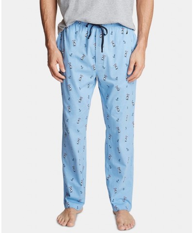 Men's Printed Cotton Pajama Pants Blue $13.22 Pajama