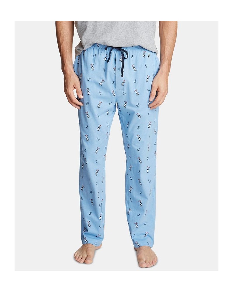 Men's Printed Cotton Pajama Pants Blue $13.22 Pajama