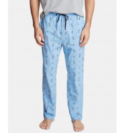 Men's Printed Cotton Pajama Pants Blue $13.22 Pajama