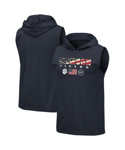 Men's Navy Clemson Tigers OHT Military-Inspired Appreciation Americana Hoodie Sleeveless T-shirt $19.80 T-Shirts