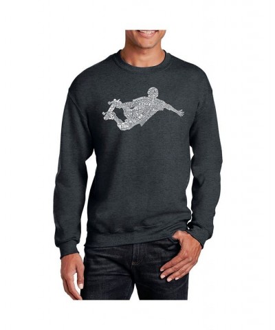 Men's Word Art Popular Skating Moves and Tricks Crewneck Sweatshirt Gray $21.00 Sweatshirt