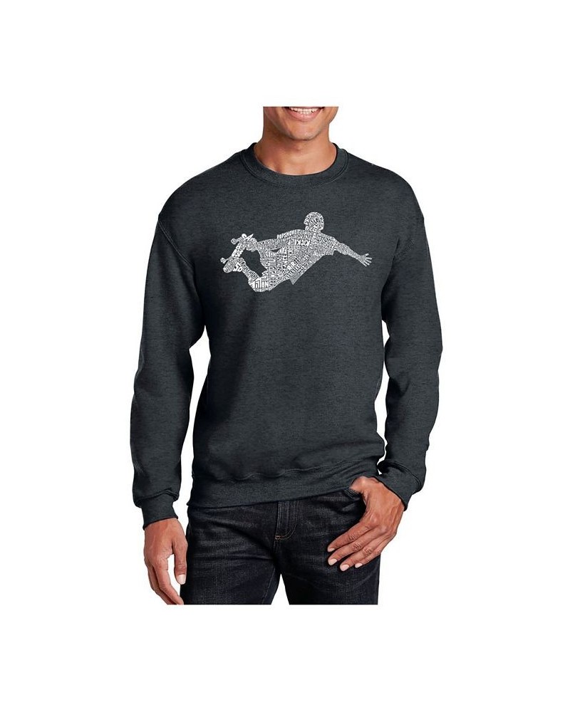 Men's Word Art Popular Skating Moves and Tricks Crewneck Sweatshirt Gray $21.00 Sweatshirt