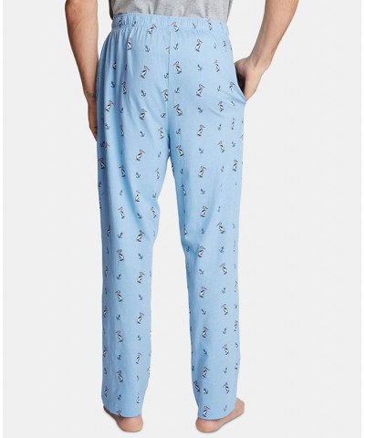 Men's Printed Cotton Pajama Pants Blue $13.22 Pajama