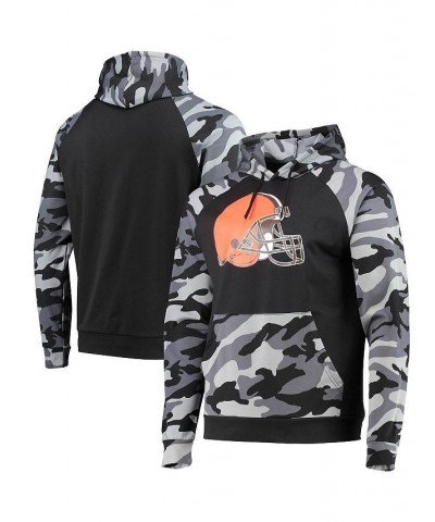 Men's Black Cleveland Browns Camo Raglan Pullover Hoodie $40.79 Sweatshirt