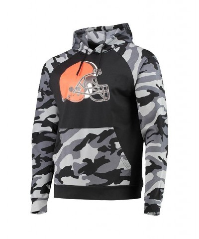 Men's Black Cleveland Browns Camo Raglan Pullover Hoodie $40.79 Sweatshirt