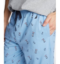 Men's Printed Cotton Pajama Pants Blue $13.22 Pajama