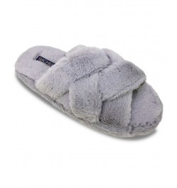 Women's Marcy Cross Band Slide Slipper Gray $20.52 Shoes