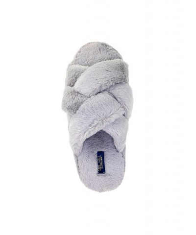 Women's Marcy Cross Band Slide Slipper Gray $20.52 Shoes