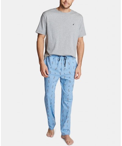 Men's Printed Cotton Pajama Pants Blue $13.22 Pajama